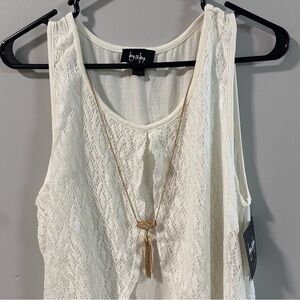 by & by Cream Lace Tank Top